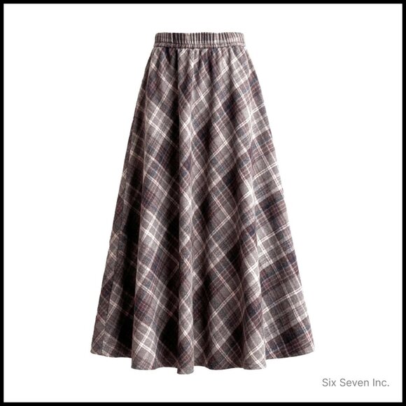 High Waist Pleated A-Line Skirt Fall Flowy Vintage Retro Chic Commuting
